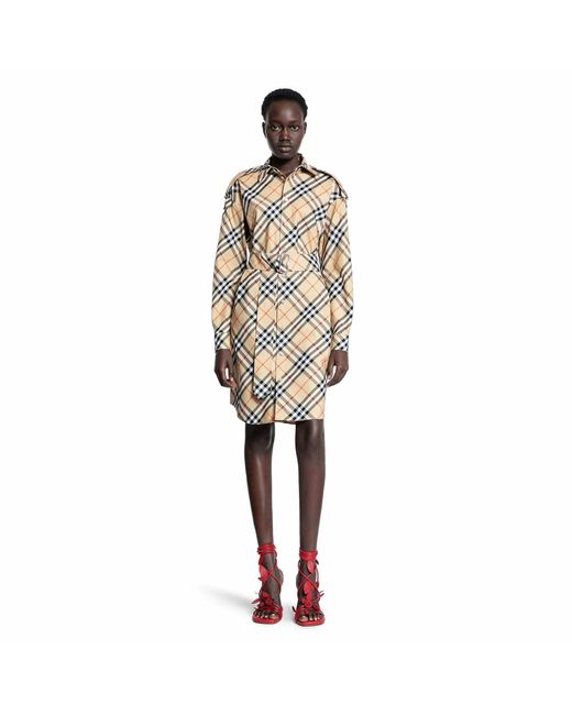 Burberry White Check Cotton Shirt Dress