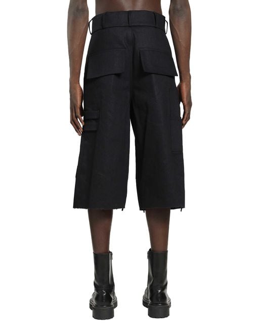 BRYAN JIMENE`Z Black Denim Bunker Bermudas for men