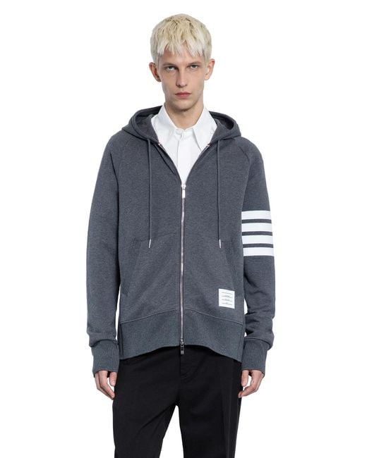 Thom Browne Blue 4-Bar Zip-Up Hoodie for men