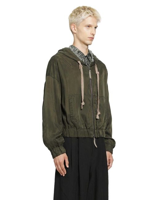 Ziggy Chen Green Croppped Full Zip Hoodie for men