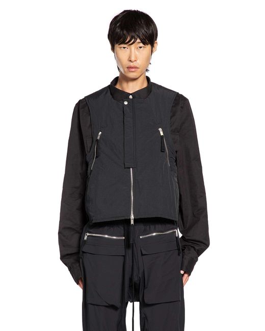 Thom Krom Black Nylon Bomber Vest for men