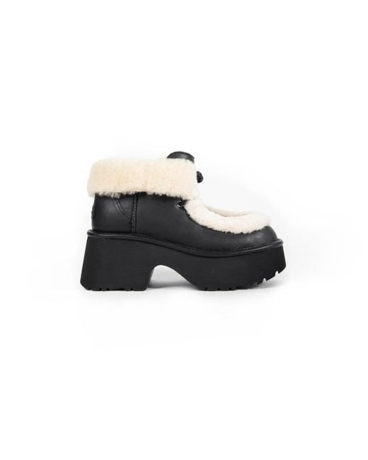 Ugg Black Classic Esmee Leather Lace Up Boot