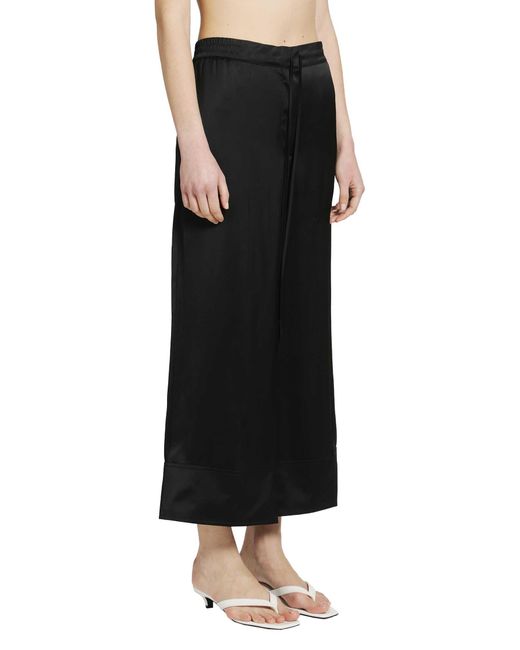 Totême Black Satin Drawstring Trousers