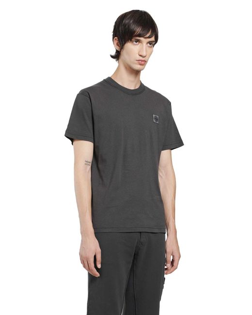 Stone Island Black 2100026 Cotton Jersey 'Fissato' Effect T-Shirt for men