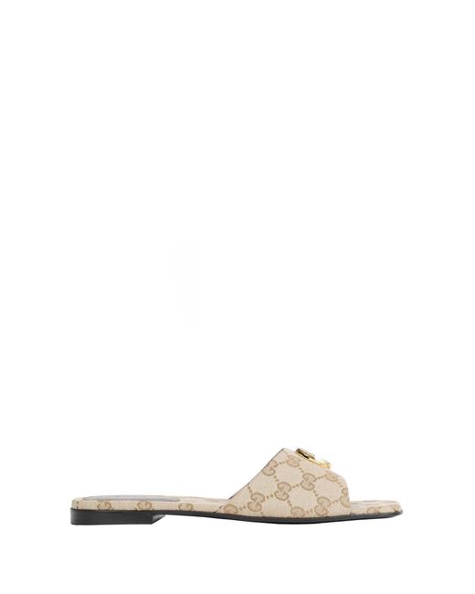 Gucci White Double G Slides