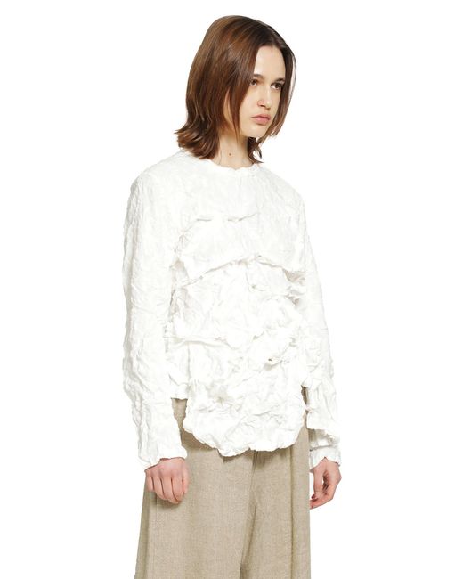 Comme des Garçons White Ruffled Long Sleeve T-Shirt