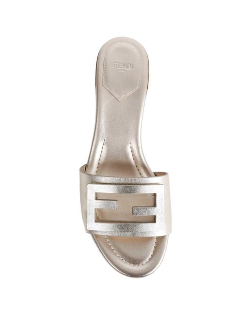 Fendi White Laminated Leather Mules