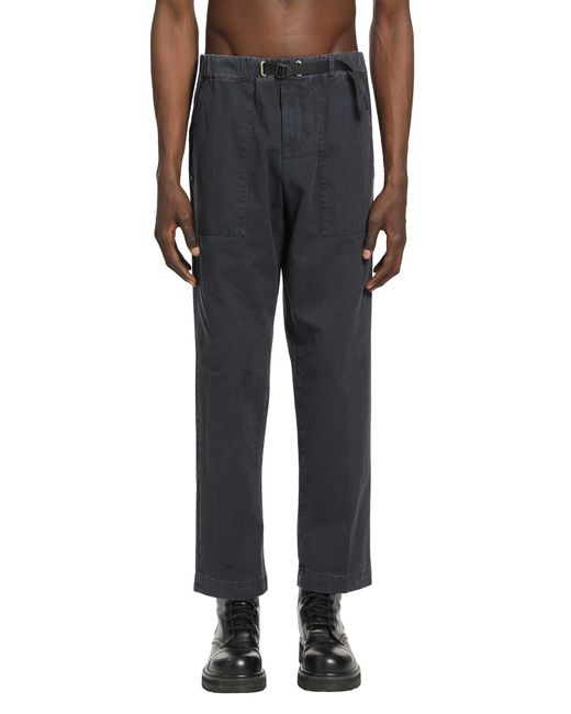 White Sand Black Belted Cotton Trousers for men