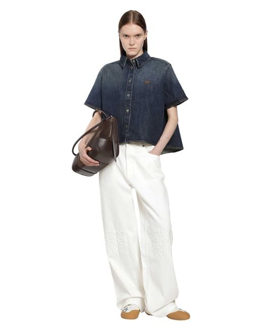 Loewe White Anagram Baggy Jeans