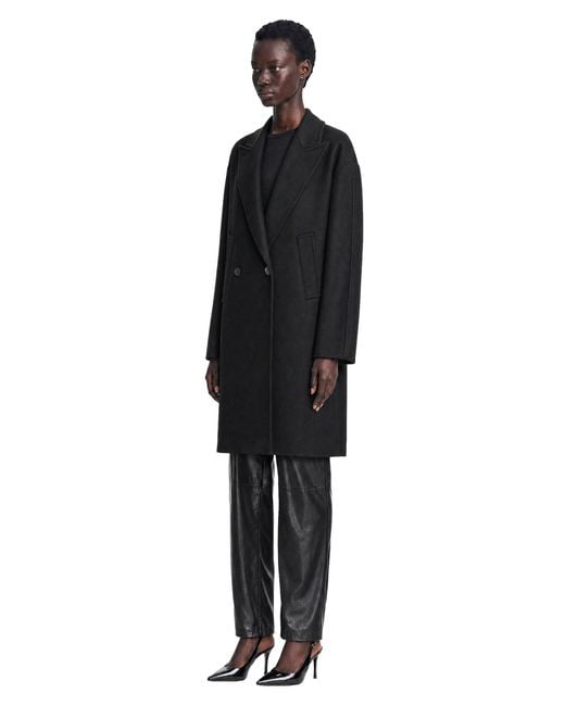 Max Mara Black Double-Breasted Wool Broadcloth Coat