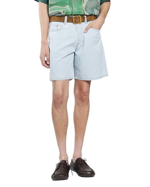 Versace Blue Chambray Denim Shorts for men