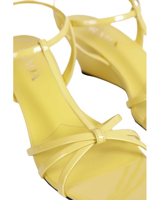 Prada Metallic Patent Leather Sandals