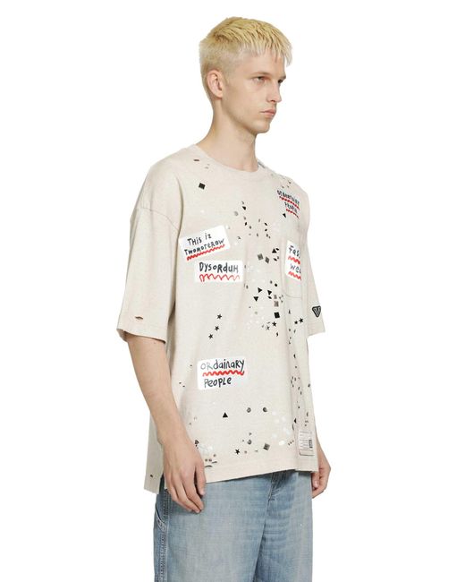 Maison Mihara Yasuhiro Natural Embellished Sticker T-Shirt for men