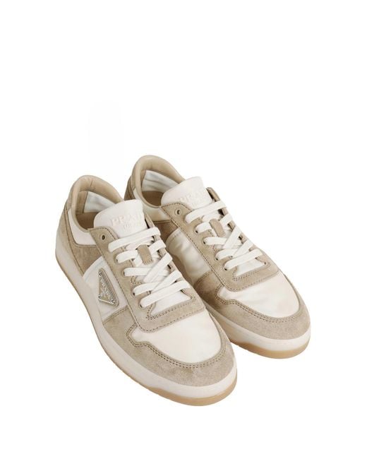 Prada White Downtown Re-Nylon And Suede Sneakers for men