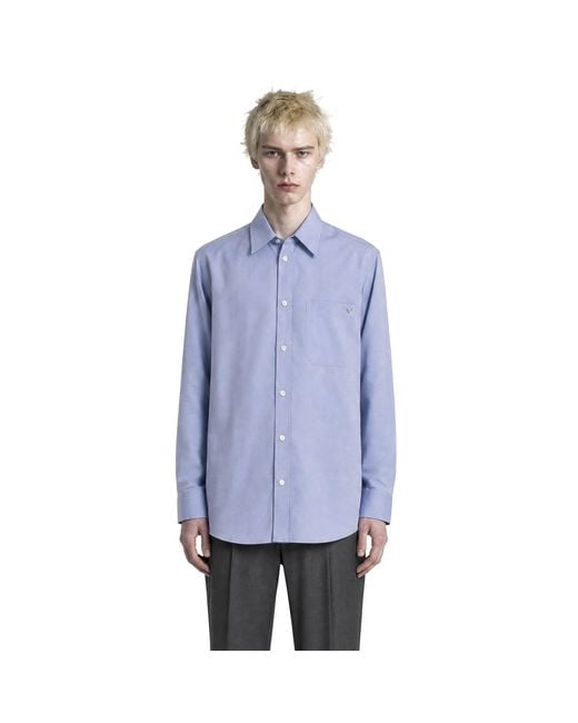 Valentino Blue Vgold Oxford Cotton Shirt for men