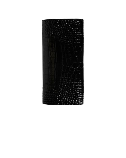 Totême Black T-Lock Croco-Embossed Wallet
