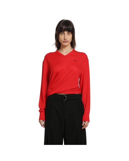 Loewe Red Draped Wool Sweater
