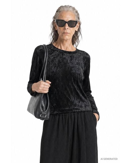 Comme des Garçons Black Coated Lace Long Sleeve Top