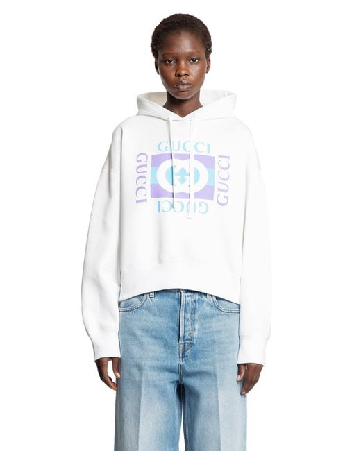 Gucci White Vintage Logo Boxy Hoodie