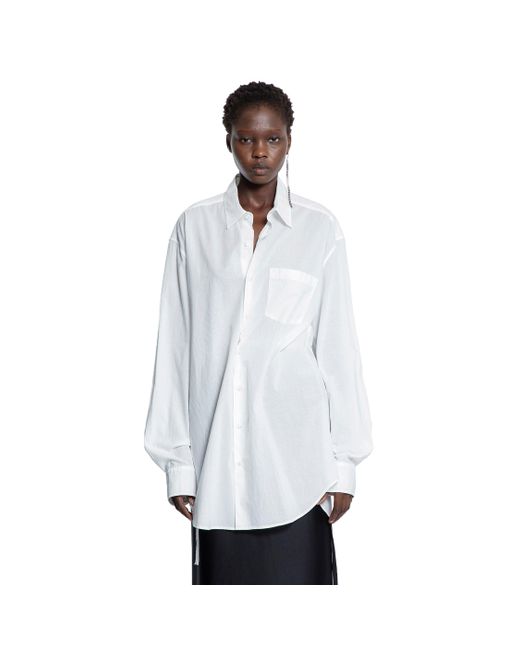 Ann Demeulemeester White Elisabeth Long High Comfort Pocket Shirt