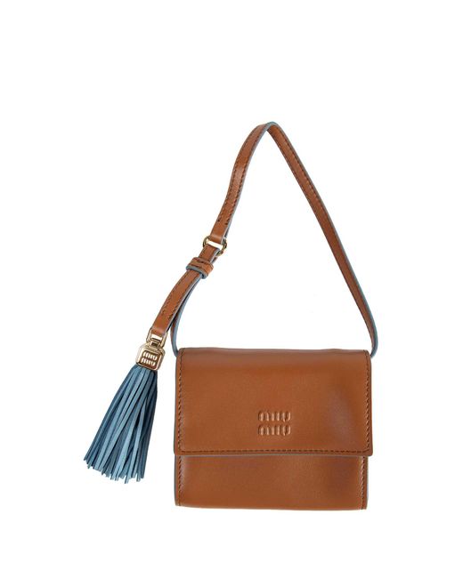 Miu Miu Brown Leather Wallet With Shoulder Strap
