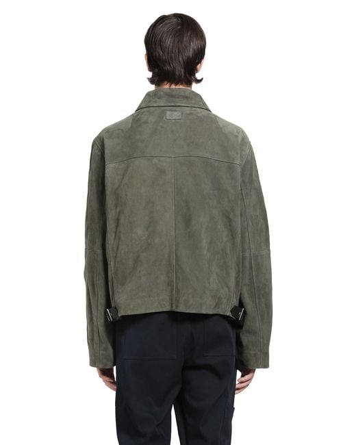 Loewe Green Suede Zip-Up Jacket for men