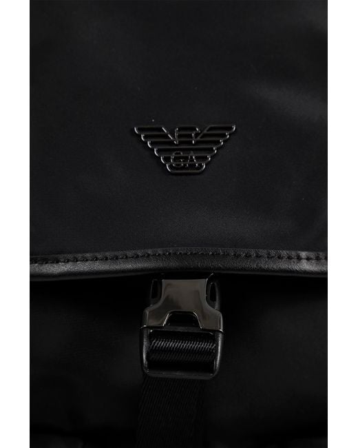 Emporio Armani Black Logo Backpack for men