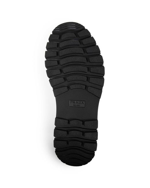 Prada Black Brushed Leather Lace-Up Shoes for men