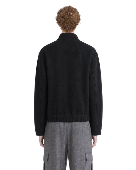 Harris Wharf London Black Boiled Wool Bomber Jacket for men