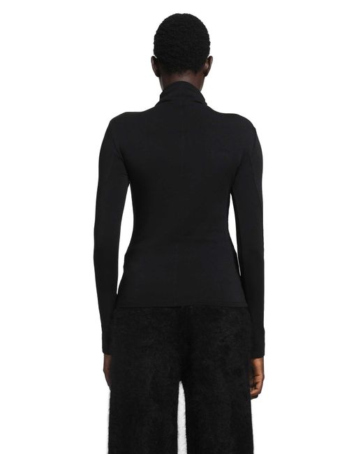 Thom Krom Black Stretch Cotton Modal Turtleneck Top