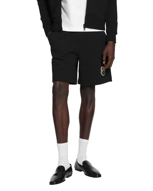 Moncler Black Logo Cotton Jersey Shorts for men