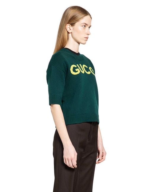 Gucci Green Intarsia Wool Top