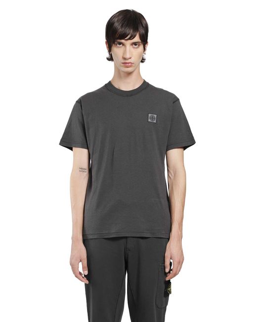 Stone Island Black 2100026 Cotton Jersey 'Fissato' Effect T-Shirt for men