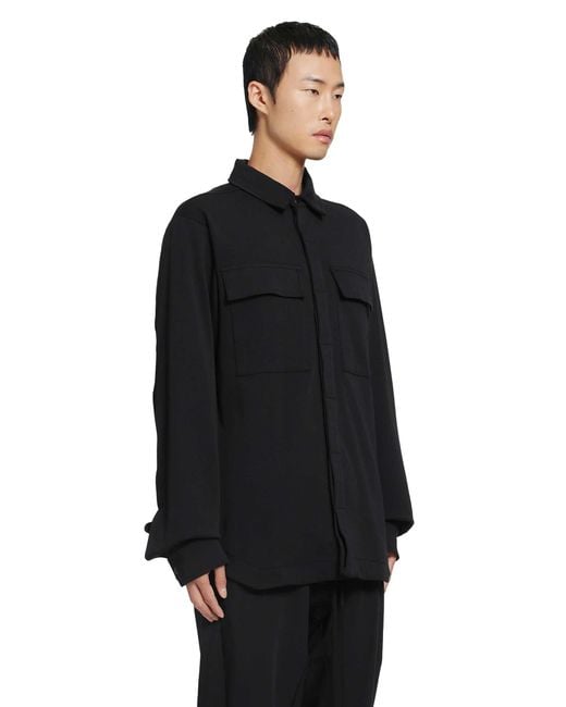 Thom Krom Black Stretch Cotton Overshirt for men