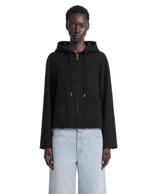 Max Mara Black Cashmere And Silk Hooded Coatp=P[Then] Jackets[Else]Wool, Cashmere And Silk Hooded Coatp=P[Then] Jackets[Else]