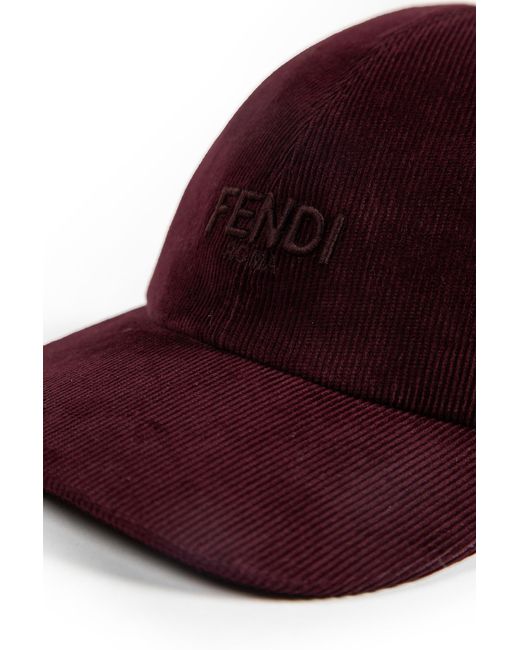 Fendi Red Corduroy Baseball Cap for men
