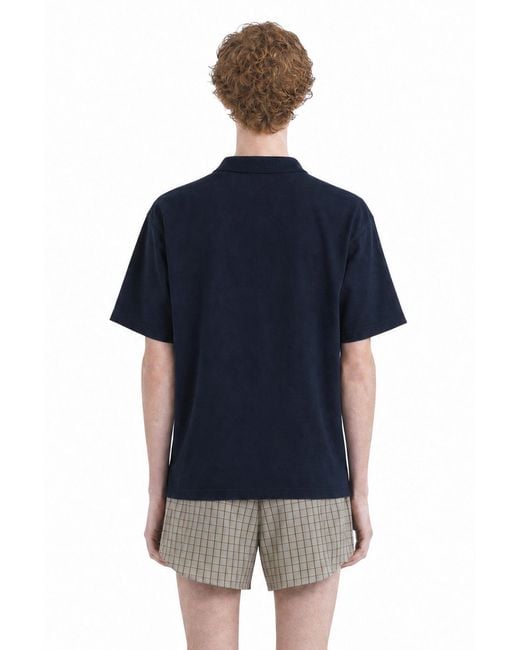 Hed Mayner Blue Embroidered Polo for men