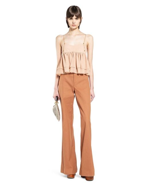 Chloé Orange Flared Cotton Canvas Trousers