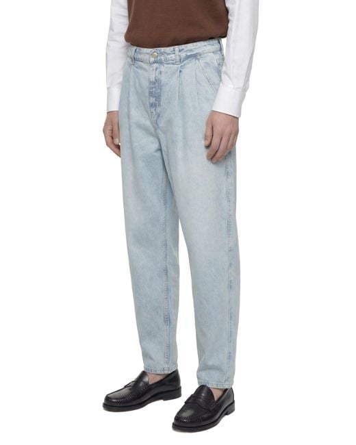 Hed Mayner Blue Pleated Denim Pants for men