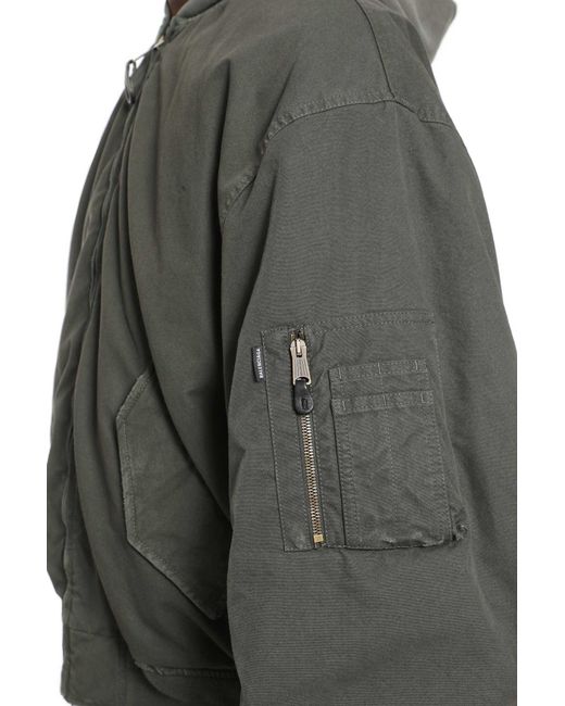 Balenciaga Gray Hooded Standard Bomber Jacket for men