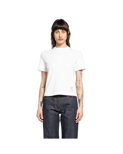 Thom Browne White Classic Piqué 4-Bar Tee