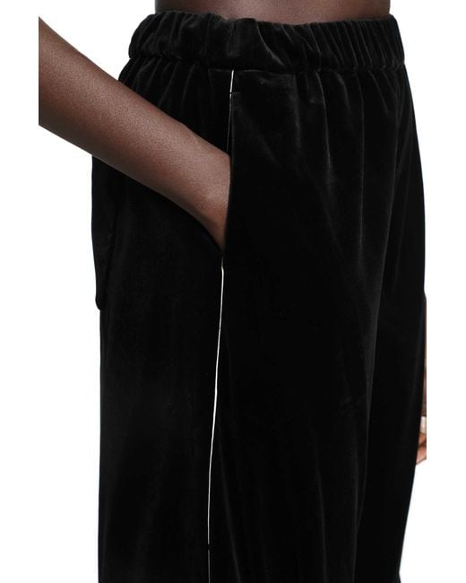 Renli Su Black Cropped Velvet Trousers