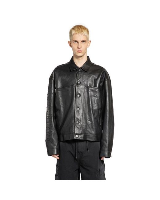 Balenciaga Black Shirt Leather Jacket for men