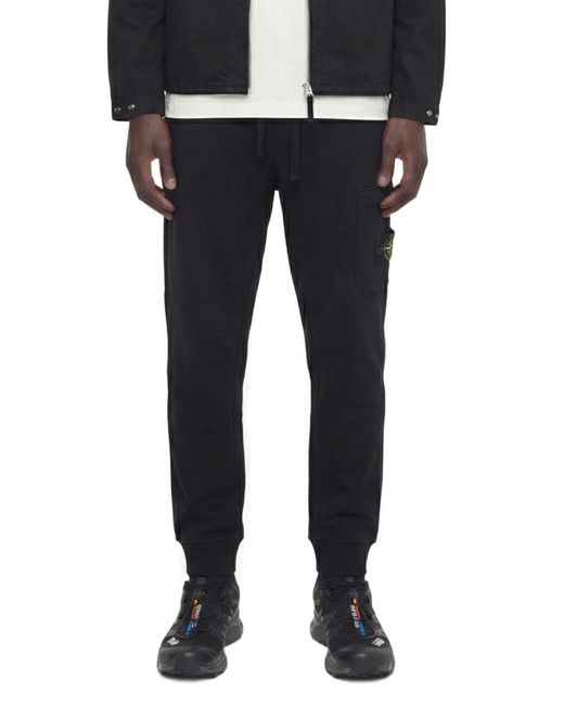 Stone Island Blue 620001 Cotton Fleece Cargo Joggers for men