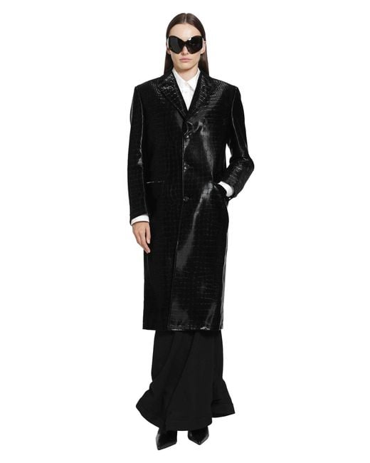Junya Watanabe Black Embossed Single Breasted Coat