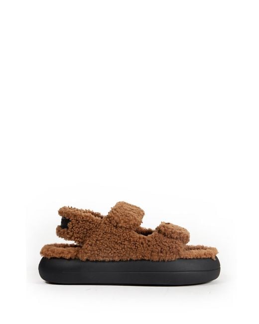 Moon Boot Brown Shearling Sandals