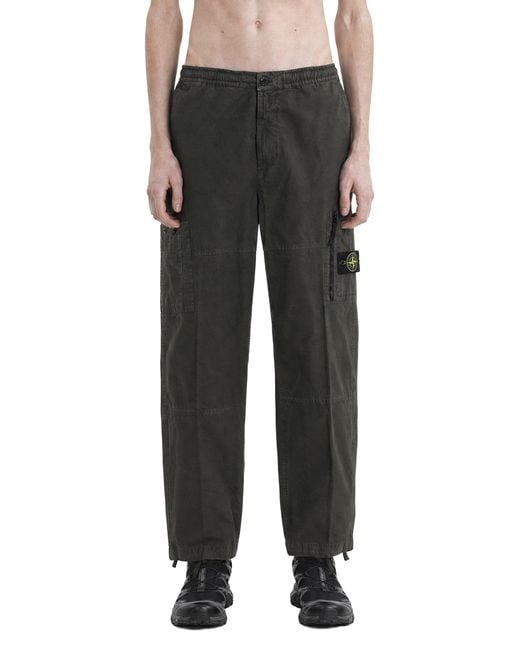 Stone Island Black 3100015 Cotton Ripstop Cargo Pants for men
