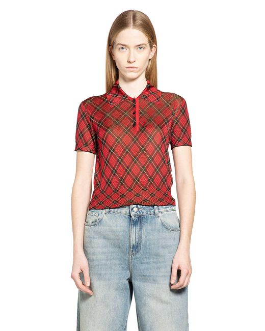 McQueen Red Microcheck Polo Jersey