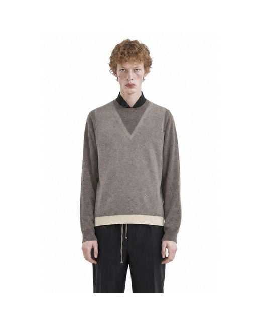 Maison Margiela Gray Fused Knit Wool Crewneck Sweater for men