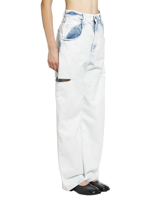 Maison Margiela Blue Bleached Cut-Out Jeans